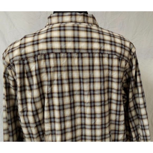 Carhartt Mens XL Beige Plaid Relaxed Fit Long Sleeve Button Down Outdoor Shirt - Picture 9 of 12